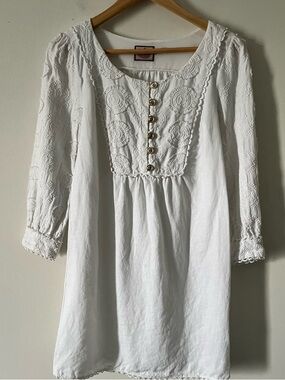 chinese dress ladies Cut-Out Linen Dress Tahiti in White main image 0